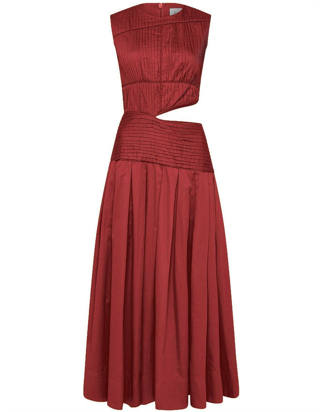 Aje Cascade Cut out Dress - 10 / Red - Dresses
