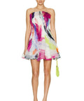 Aje Celestial Pleated Mini Dress Abstract Sunset Size AU 10 - 8 / Multi - Dresses