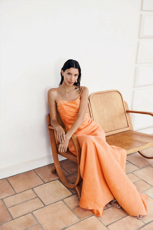 Aje Clarice Draped Maxi Dress in Sunset Orange Size 10 12 - 10 / Orange - Dresses