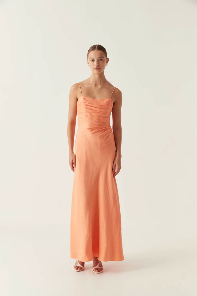 Aje Clarice Draped Maxi Dress in Sunset Orange Size 10 12 - 10 / Orange - Dresses