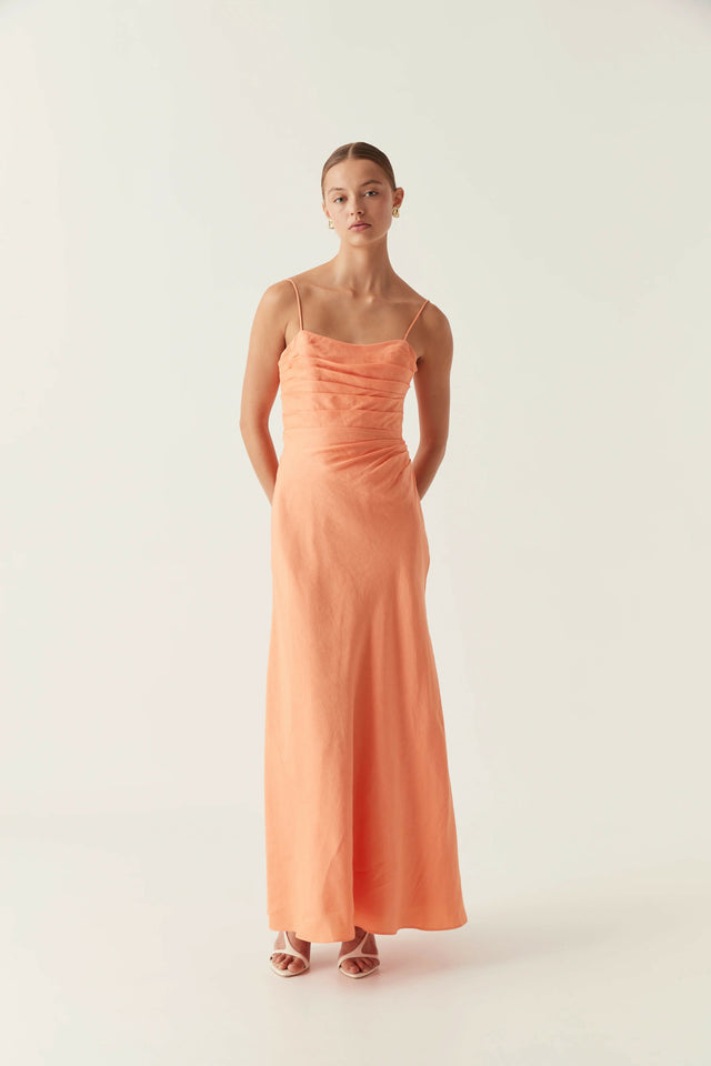 Aje Clarice Draped Maxi Dress in Sunset Orange Size 10 12 - 10 / Orange - Dresses