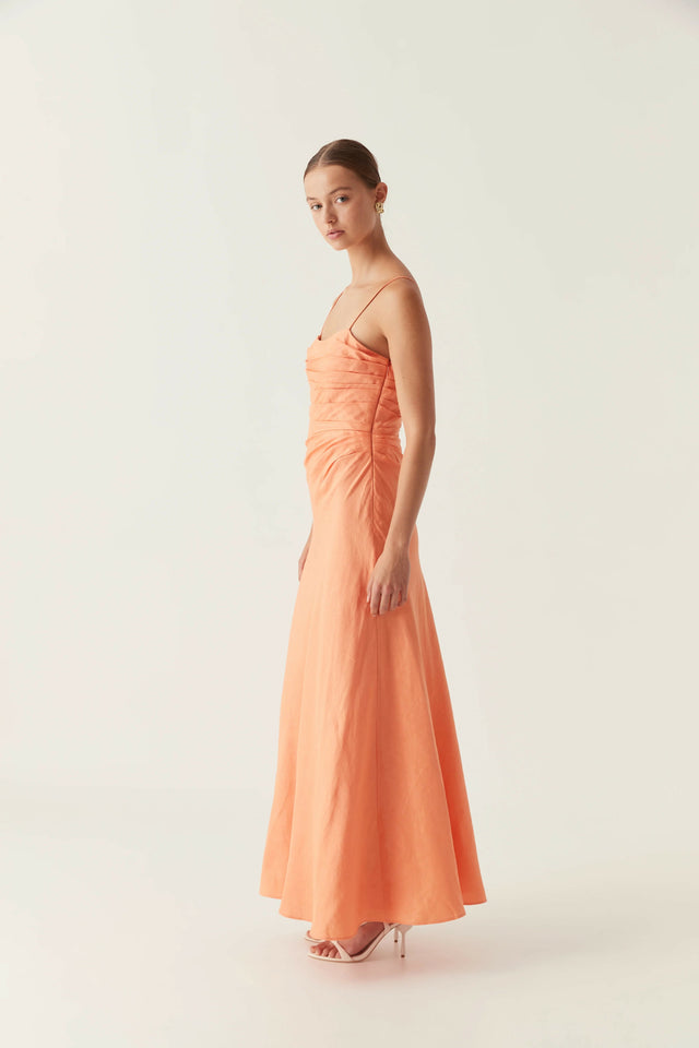 Aje Clarice Draped Maxi Dress in Sunset Orange Size 10 12 - 10 / Orange - Dresses