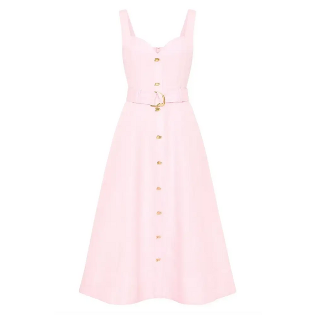Aje Clay Belted Midi Dress in Pastel Pink Size 6 - 6 / Pink - Dresses