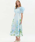 Aje Clementine Midi Dress Blue Hydrangea Size 10 - 10 / Blue - Dresses
