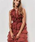 Aje Cleo Gown in Rust - Dresses