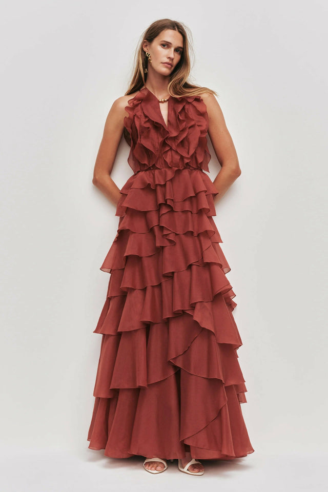 Aje Cleo Gown Rust Size 8,10 - Dresses