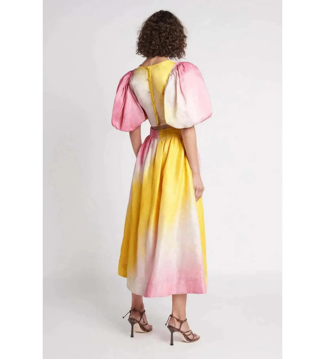 Aje Cloud Burst Puff Sleeve Cropped Top & Midi Skirt AU 8 - 8 / Multi - Outfit Sets