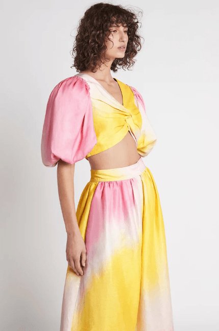 AJE - Aje Cloud Burst Puff Sleeve Cropped Top & Midi Skirt