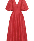 Aje Dusk Puff Sleeve Midi Dress in Red - 10 / Red - Dresses