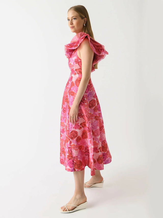 Aje Enchanted Plunged Midi Dress - Dresses