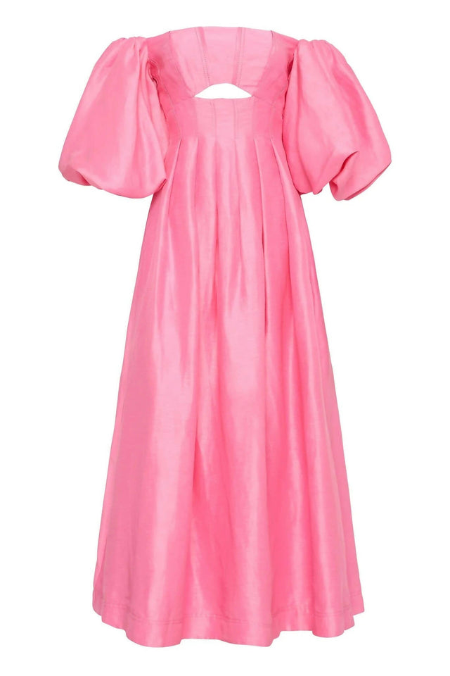 Aje Eugenie Off Shoulder Midi Dress - 12 / Pink - Dresses