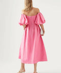 Aje Eugenie Off Shoulder Midi Dress - 12 / Pink - Dresses