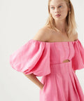 Aje Eugenie Off Shoulder Midi Dress - 12 / Pink - Dresses
