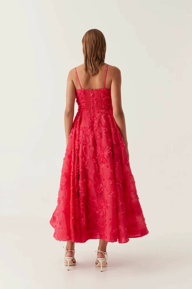 Aje Evangeline Midi Dress - 10 / Red - Dresses