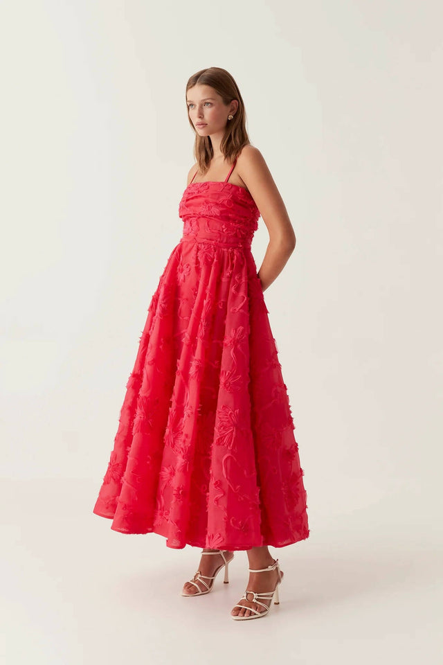 Aje Evangeline Midi Dress - 10 / Red - Dresses