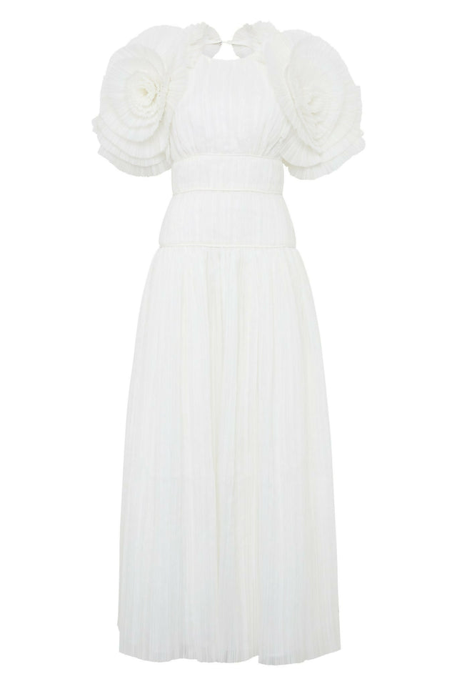 Aje Expressive Pleated Maxi Dress - 8 / White - Dresses