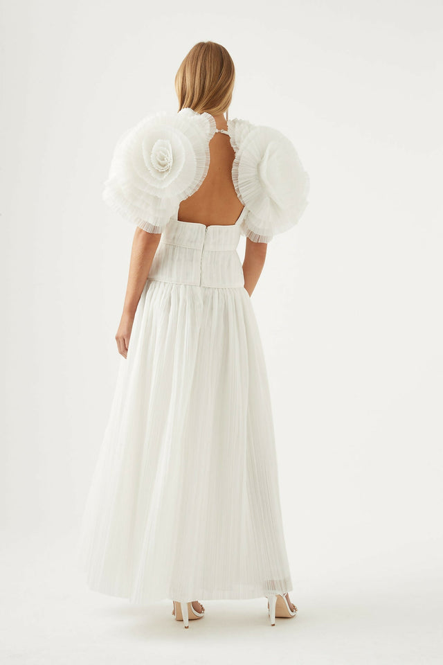 Aje Expressive Pleated Maxi Dress - 8 / White - Dresses