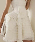 Aje Expressive Pleated Mini Dress - 8 / White - Dresses
