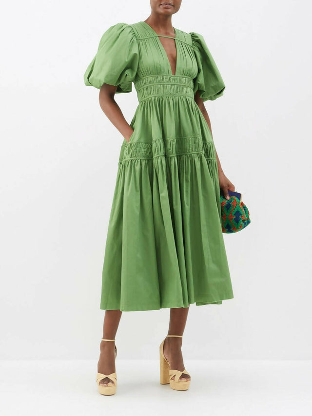 Aje Fallingwater Midi Dress Green Size 12 - 12 / Green - Dresses