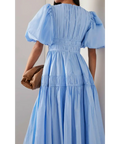 aje-blue-Fallingwater-Gathered-Cotton-Midi-Dress_1