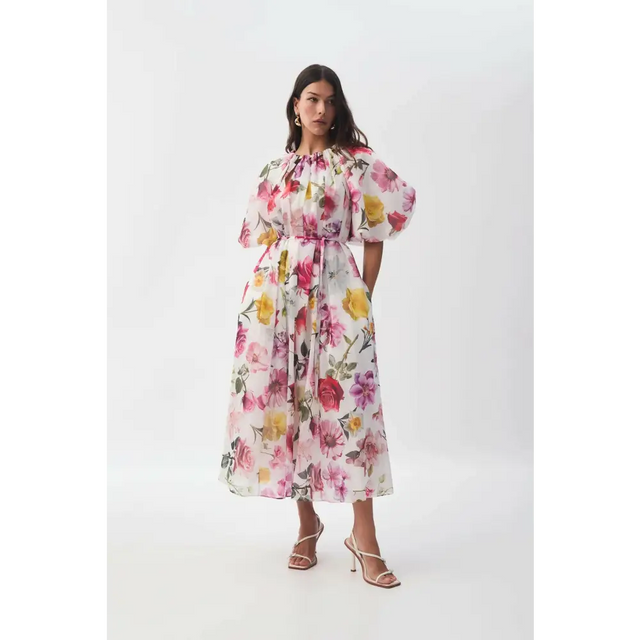 Aje Fleur Midi Dress Collage Floral Size AU 10