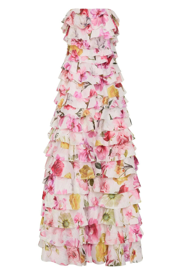 Aje Fleur Pleated Gown Collage Floral Size 14 - 14 / Floral - Dresses