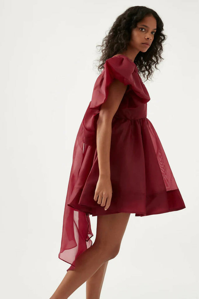 Aje Gretta Organza Mini Dress - Wine