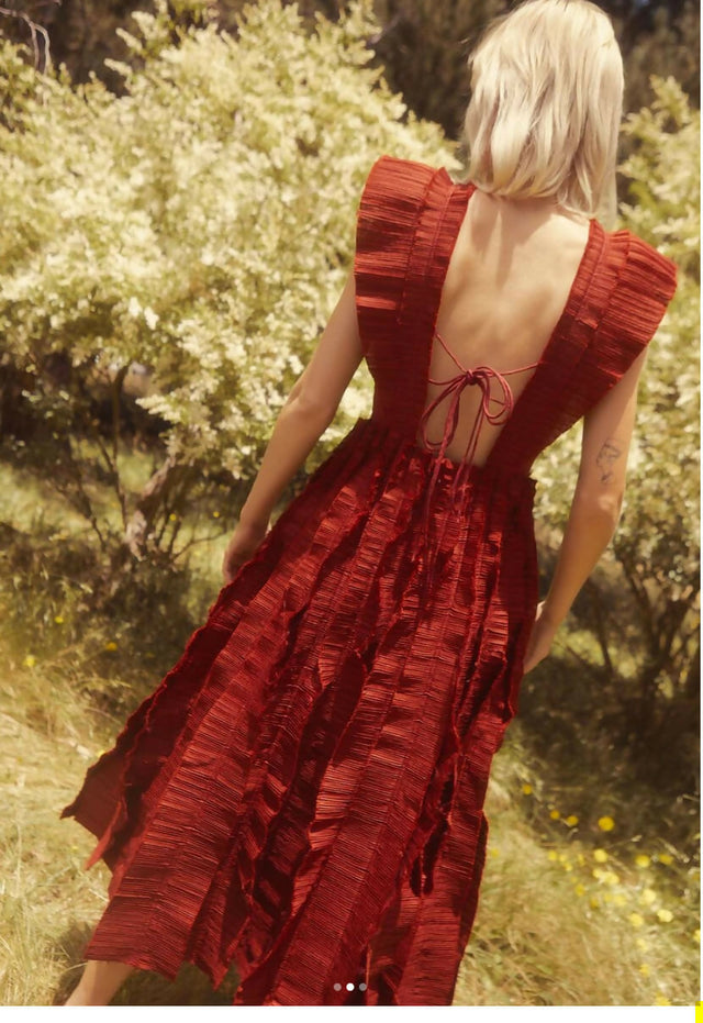 Aje Hybrid Midi Dress - Burgundy - 12 / Red - Dresses