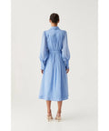 Aje Iris Pleated Bib Midi Dress in Mist Blue Size 10 - 10 / Blue - Dresses