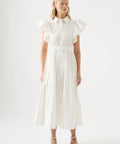 Aje Kindred Frill Midi Dress Ivory Size 8 - 8 / White - Dresses