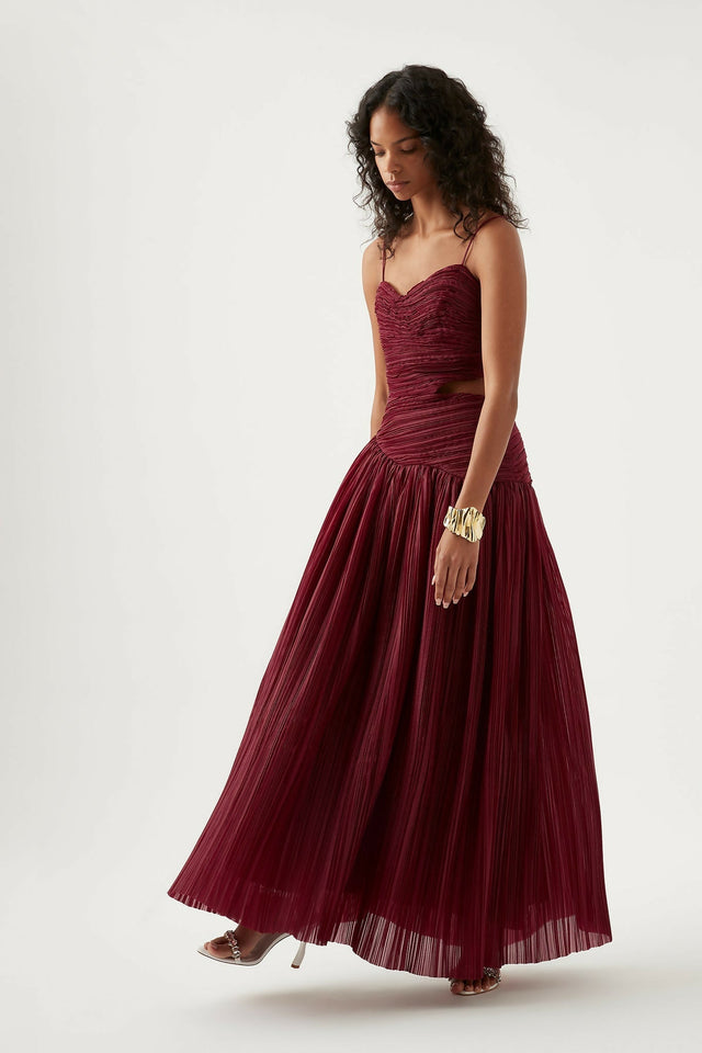 Aje Laurier Wave Maxi Dress - 12 / Red - Dresses