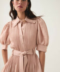 AjeMadeleineBeltedMidiDressinBlushCLOSEUP