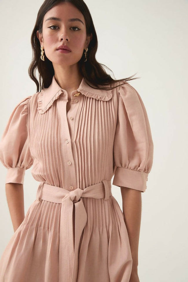 aje isabella belted midi dress Aje Madeleine Belted Midi Dress in Blush