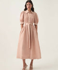 AjeMadeleineBeltedMidiDressinBlushRENASCENCESTUDIO