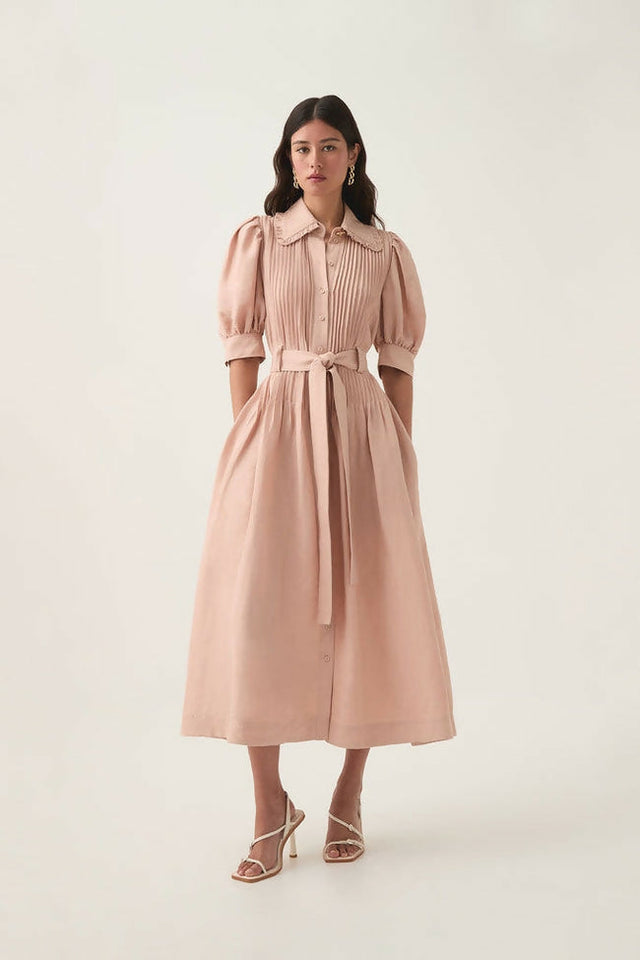slim fit dress slacks Madeline in Pink Casual Midi Everyday Dress – Ivy City Co
