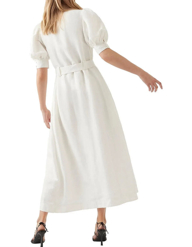 aje madeleine belted midi dress Aje Madeleine Belted Midi Dress Ivory Size 12