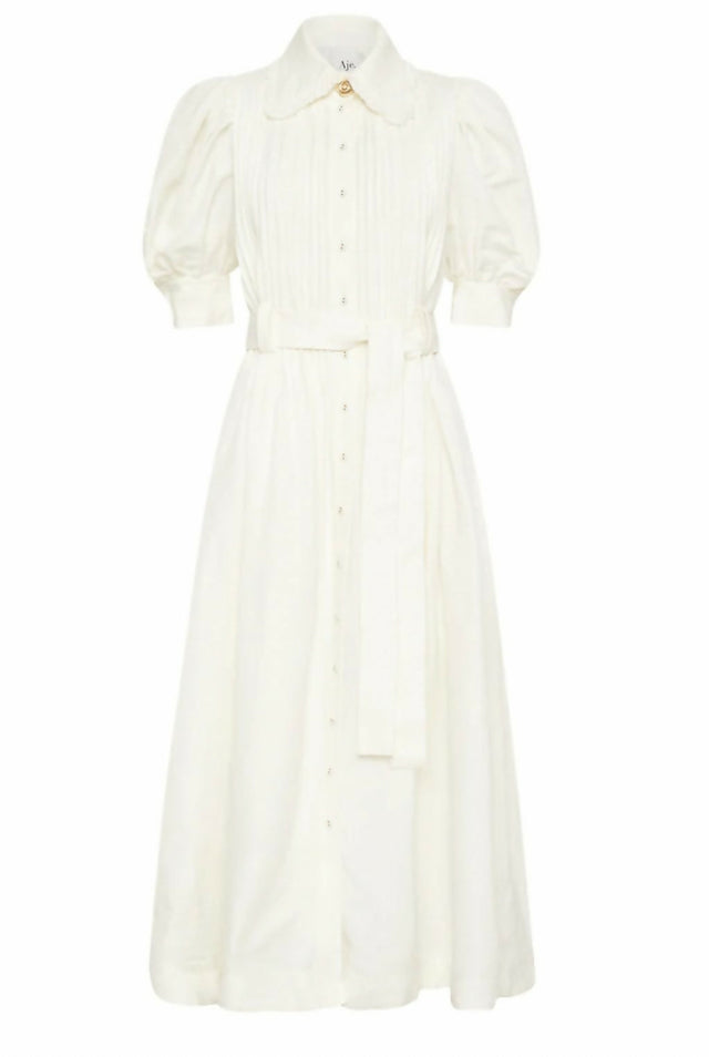 Aje Madeleine Belted Midi Dress Ivory Size 12