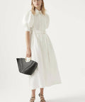 Aje Madeleine Belted Midi Dress Ivory Size 12 - 12 / White - Dresses