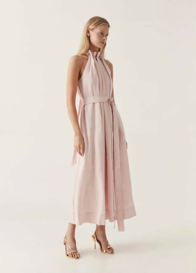 Aje Mariel Trapeze Midi Dress In Soft Pink Size 6 10 - Dresses