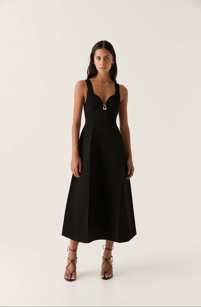 AJE Marisole Knit Midi Dress - 4 / Black - Dresses
