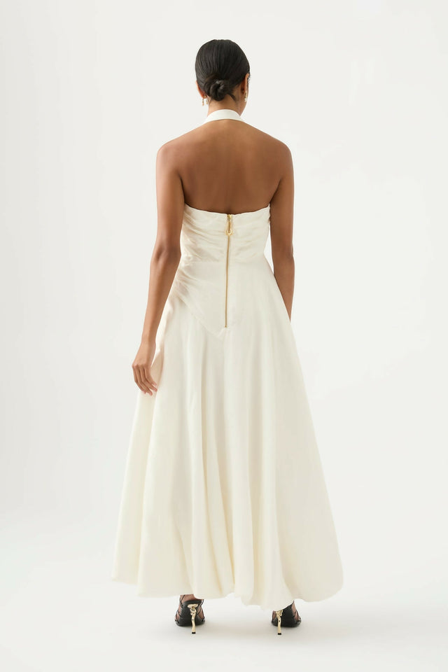 Aje Mika Draped Split Maxi Dress Ivory Size 10 / M - 10 / White - Dresses