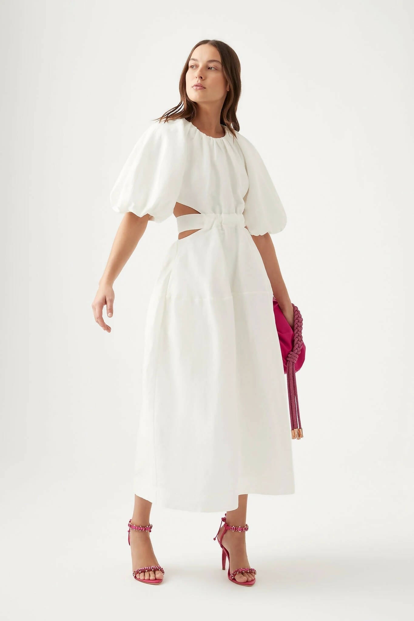 Aje Mimosa Cut Out Midi Dress White | Passion For Fashion
