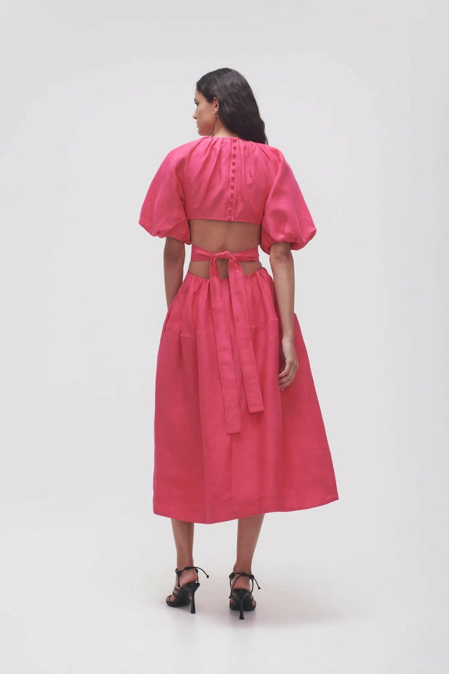 Aje Mimosa Cutout Midi Dress - 14 / Pink - Dresses