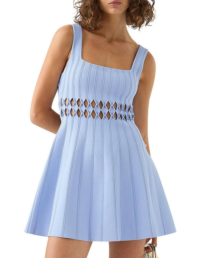 Aje Ney Diamond Cut Out Mini Dress Sky Blue Size XS / AU 6 - 6 / Blue - Dresses