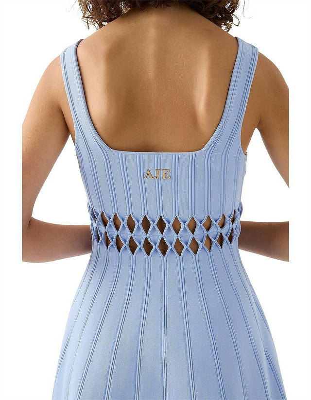 Aje Ney Diamond Cut Out Mini Dress Sky Blue Size XS / AU 6 - 6 / Blue - Dresses