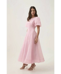 aje nova pleated midi dress pink Aje Nova Pleated Midi Dress - Chalk Pink - Passion