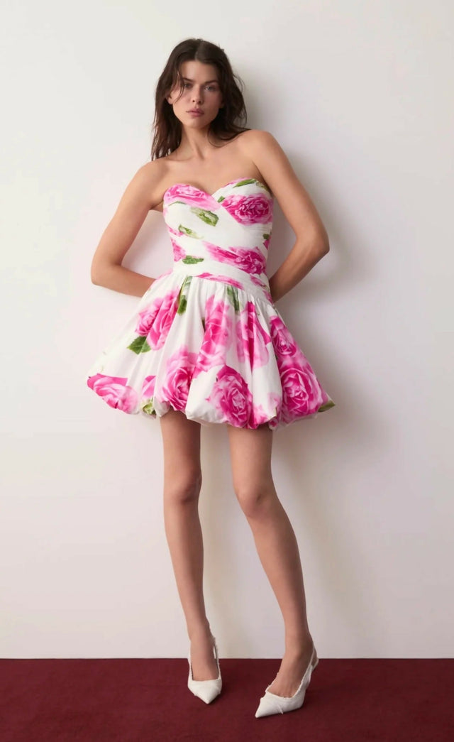 Aje Olea Bubble Hem Mini Dress - 10 / Floral - Dresses