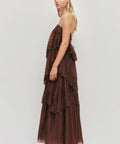 Aje Ophelia Lace Gown in Chocolate - Dresses