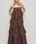 Aje Ophelia Lace Gown in Chocolate - Dresses