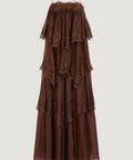 Aje Ophelia Lace Gown in Chocolate - Dresses